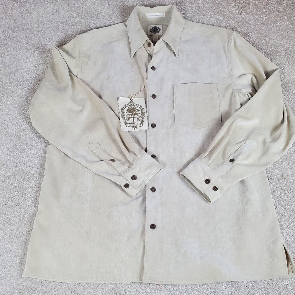 Paradise Collection Men's Shirt Button Up SZ M Luxury Microcord Corduroy NWTG